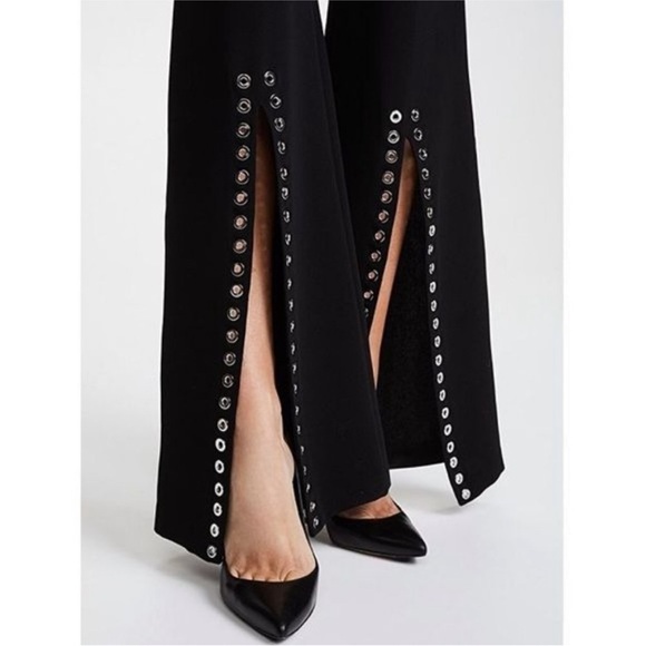 Cinq a Sept Revolve Grommet flare Viera Black pants Sz 10 open leg - Picture 4 of 10